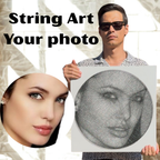 Custom string art portrait thread and nail detail close-up