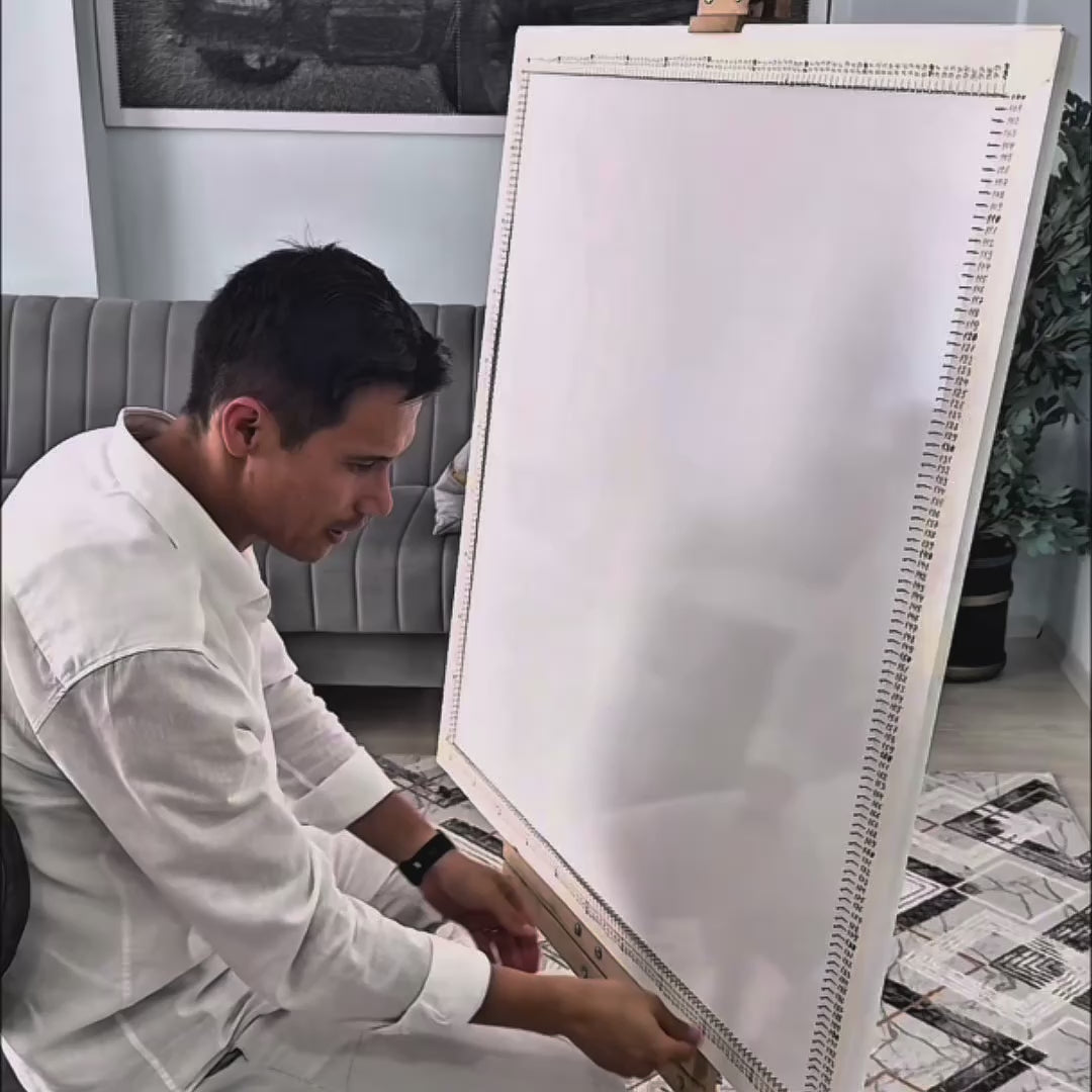 Video of the Stop War string art artwork by Atajan Hemrayev